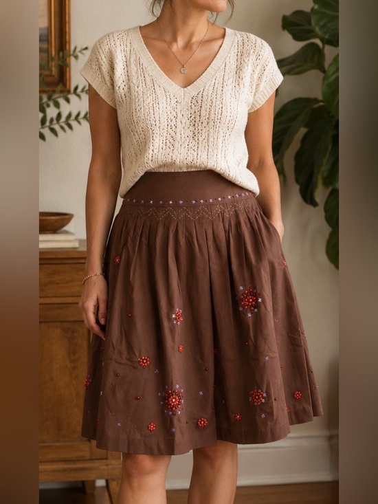 Anthropologie Dresses & Skirts - Anthropologie Odille beaded skirt, knee length, size 10